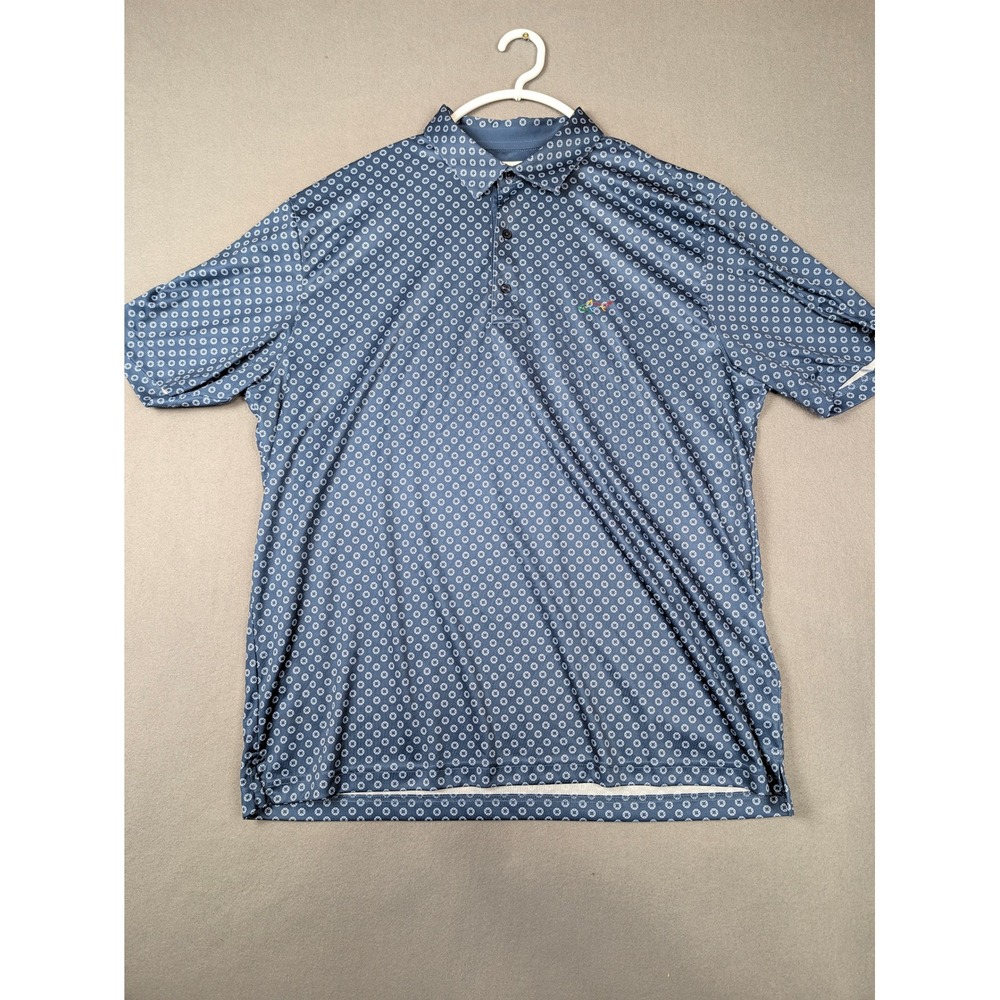 Greg Norman Mens Blue Geometric Shark Logo Performance Golf Polo Shirt Large